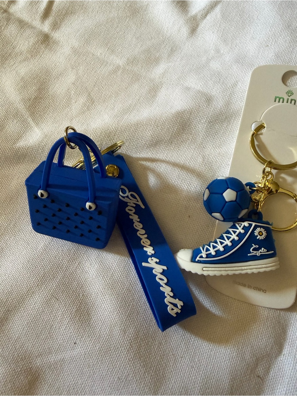 Adorable Blue Silicone Bag, Sneaker & Sports Keychain Set - Picture 2 of 7